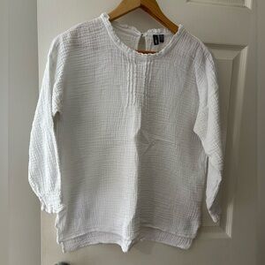 Shannon Passero cotton long sleeve white gauze shirt size small